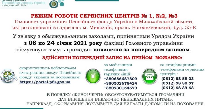 Графік роботи Пенсійного фонду України на період карантину