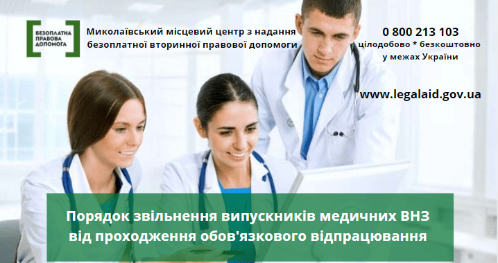 Порядок звільнення випускників медичних ВНЗ від проходження обов’язкового відпрацювання