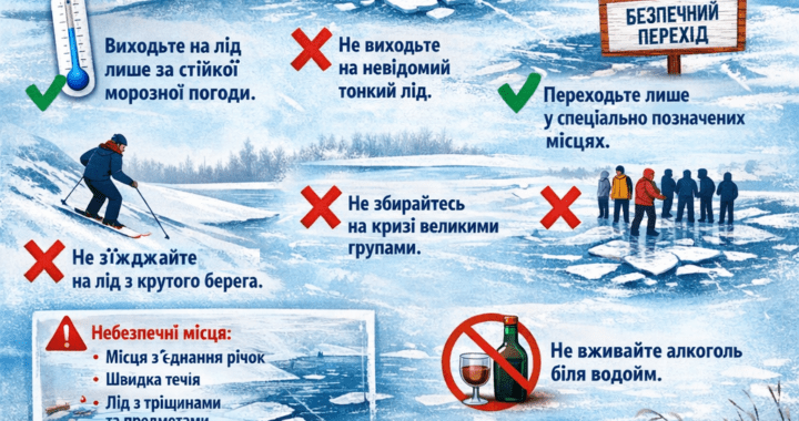 Пам’ятка  щодо попередження загибелі людей на водних об’єктах у зимовий період